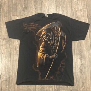 Vintage Y2K Grim Reaper graphic shirt